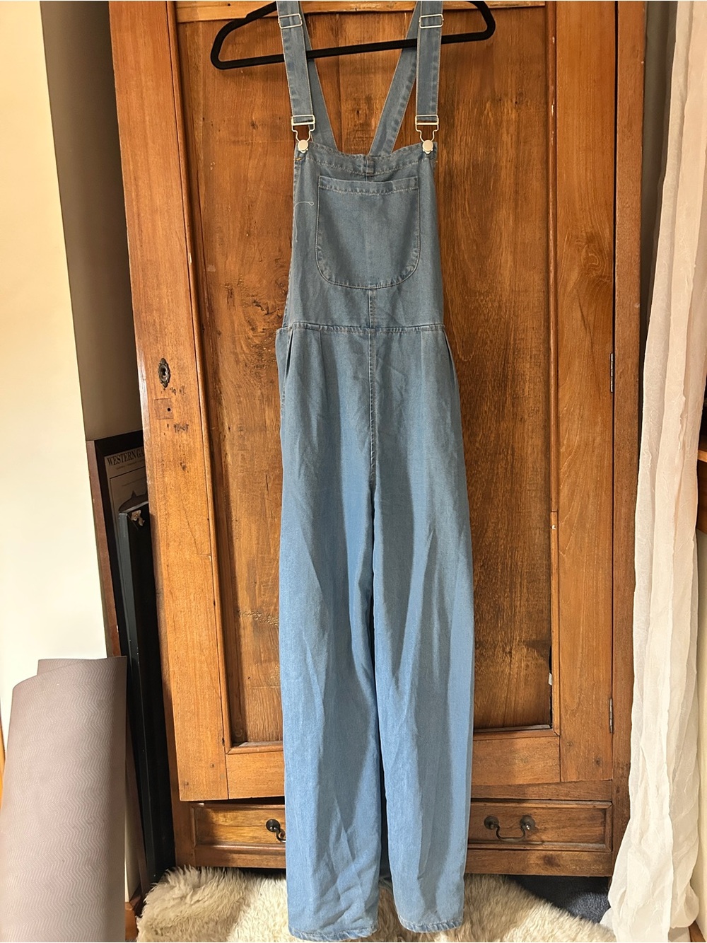 Light Blue Denim wide leg overalls